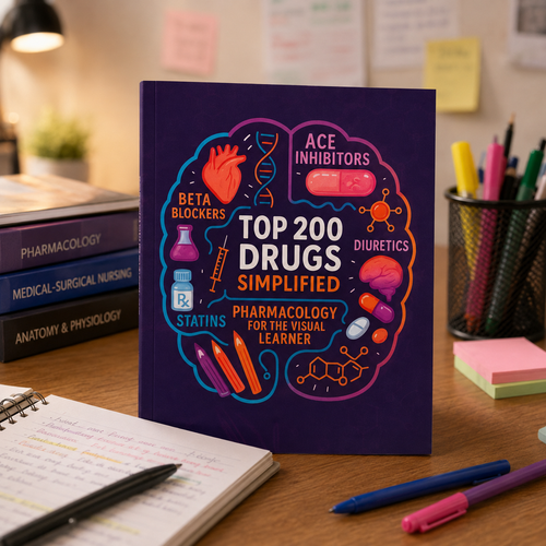 Top 200 Drugs Simplified: Pharmacology Coloring Book & Study Guide for Visual Learners NEW A5 SIZE