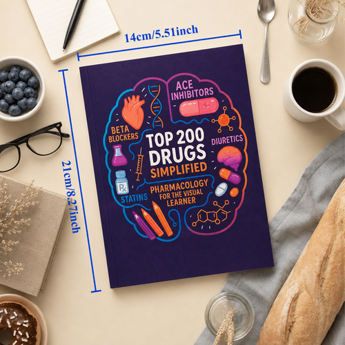 Top 200 Drugs Simplified: Pharmacology Coloring Book & Study Guide for Visual Learners NEW A5 SIZE