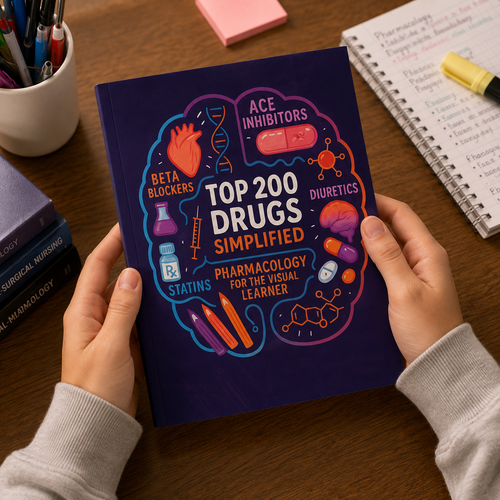 Top 200 Drugs Simplified: Pharmacology Coloring Book & Study Guide for Visual Learners NEW A5 SIZE