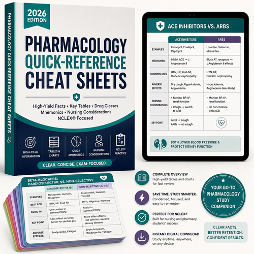 Pharmacology Quick-Reference Cheat Sheets