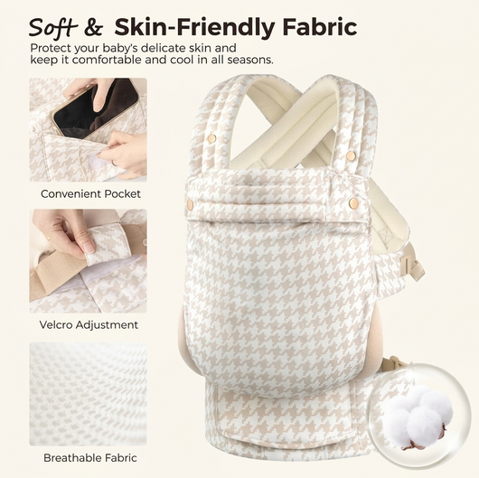 Ergonomic Houndstooth Baby Carrier
